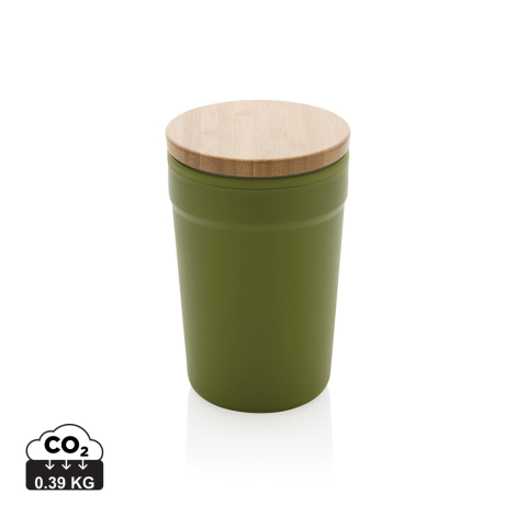 Mug recyclé couvercle bambou 300ml à personnaliser