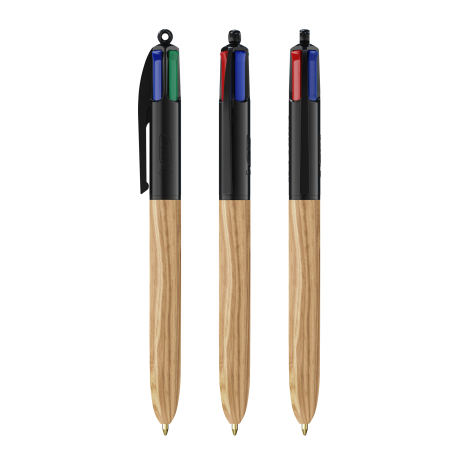 Stylo 4 Couleurs personnalisé BIC® Wood Style avec Lanyard