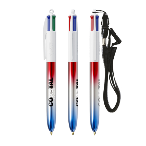 Stylo 4 couleurs personnalisé avec lanyard BIC® Flags Collection