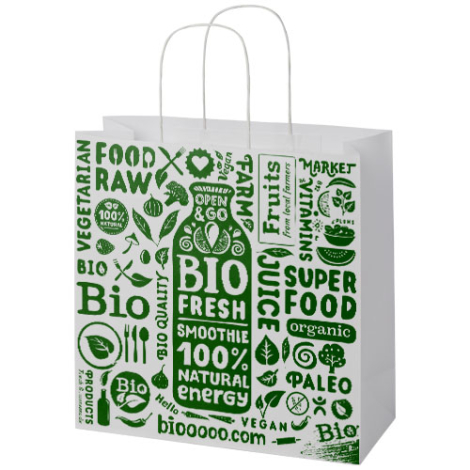 Sac XL publicitaire recyclable en papier Kraft 31x12x31 cm