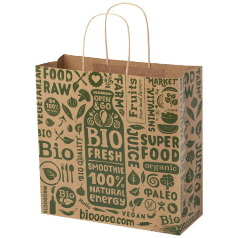 Sac XL publicitaire recyclable en papier Kraft 31x12x31 cm