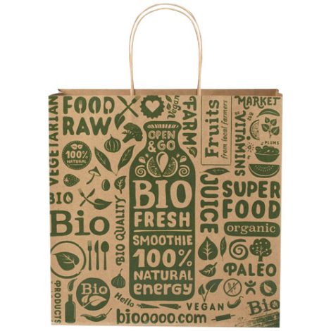 Sac XL publicitaire recyclable en papier Kraft 31x12x31 cm