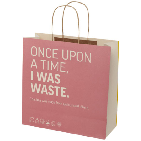 Sac publicitaire XL en papier résidus agricoles 31x31x12 cm