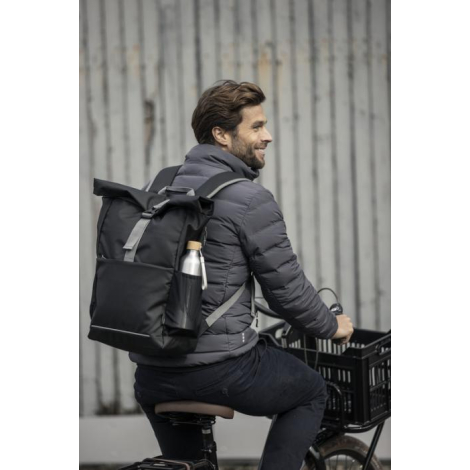 Sac vélo personnalisé ordinateur 15" enroulable et étanche Aqua