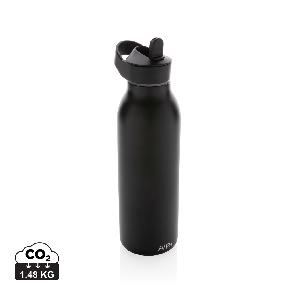 Bouteille 500ml inox recyclé promotionnelle Ara AVIRA Noir