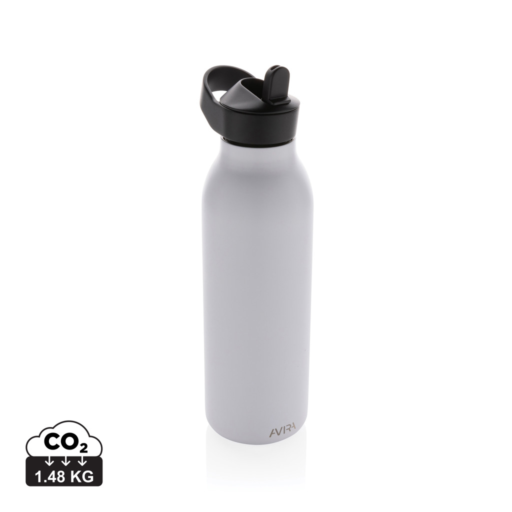 Bouteille 500ml inox recyclé promotionnelle Ara AVIRA Blanc