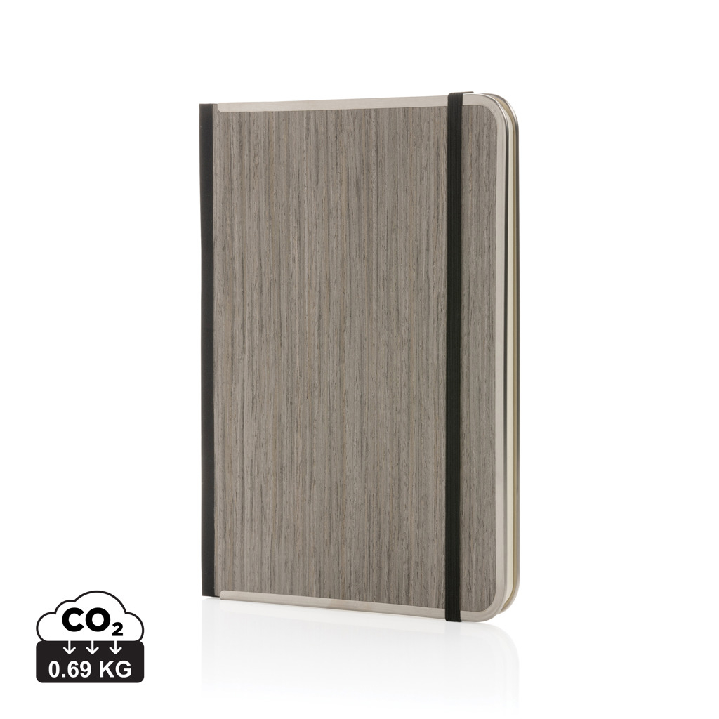 Carnet promotionnel couverture bois A5 Treeline Gris