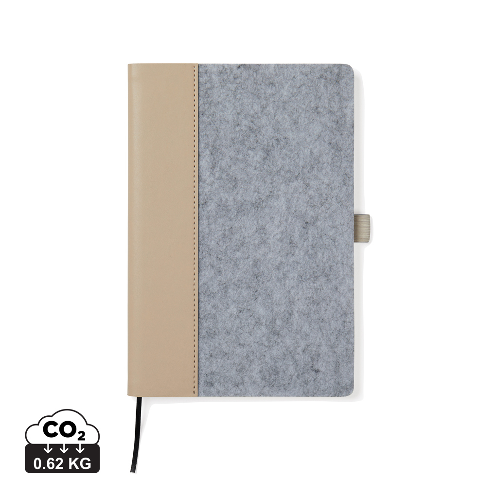 Carnet A5 personnalisé en feutre recyclé Albon VINGA Gris