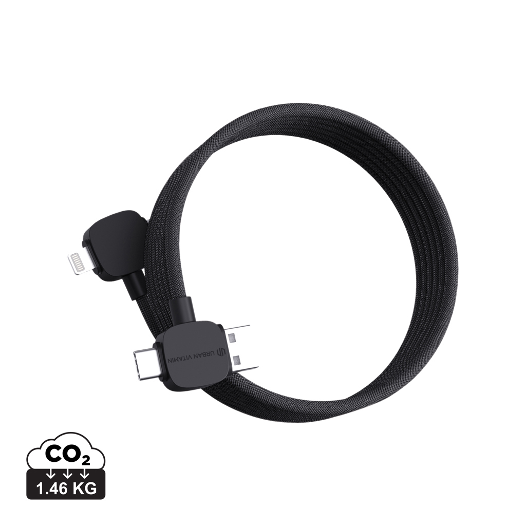 Câble recyclé 65W personnalisable Stockton Urban Vitamin Noir