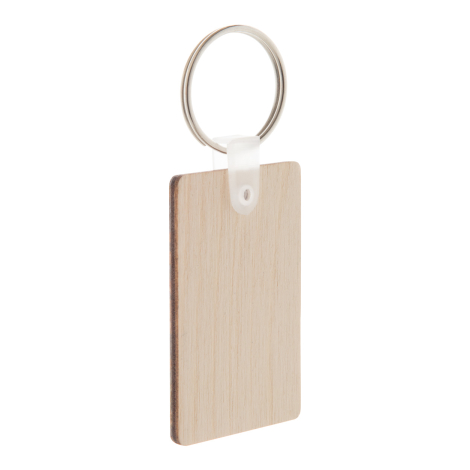 Porte-clés en bois rectangulaire personnalisé Woody D
