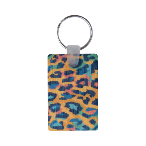 Porte-clés en bois rectangulaire personnalisé Woody D