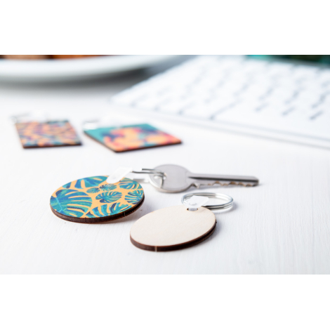 Porte-clés rond en bois personnalisable - Woody A