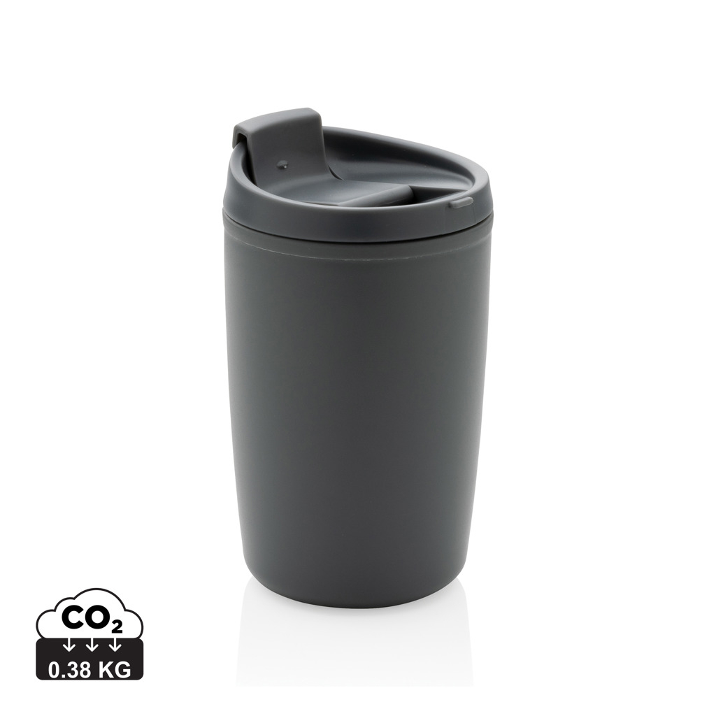 Mug avec couvercle en PP recyclé publicitaire 300 ml Gris