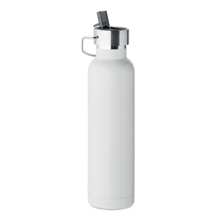 Bouteille 660ml inox recyclé personnalisée Riflow Blanc