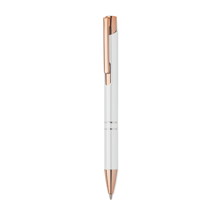 Stylo bille alu recyclé personnalisé Bern Rose Blanc