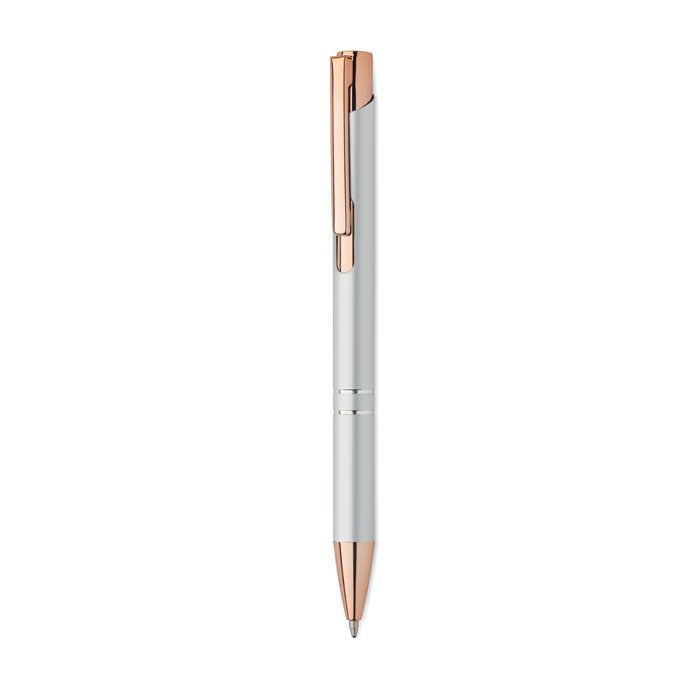 Stylo bille alu recyclé personnalisé Bern Rose Argent