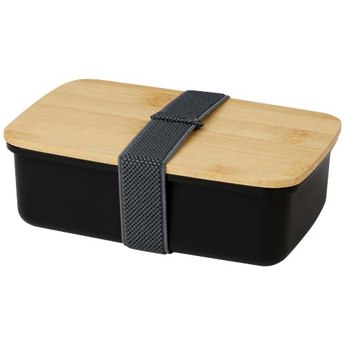 Boîte repas publicitaire plastique recyclé 500ml Mangi Noir