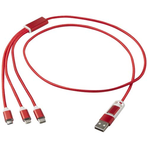 Câble publicitaire de charge alu recyclé 5-1 Versatile Rouge