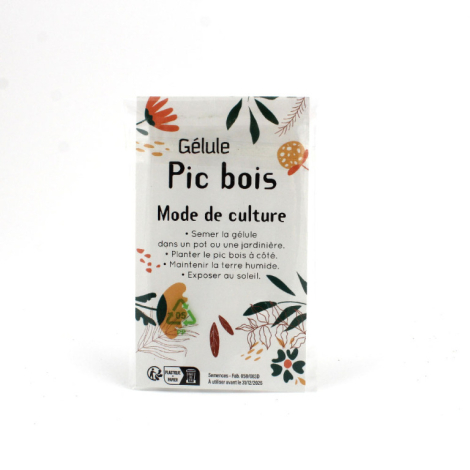 Pic bois gélule de graines à personnaliser