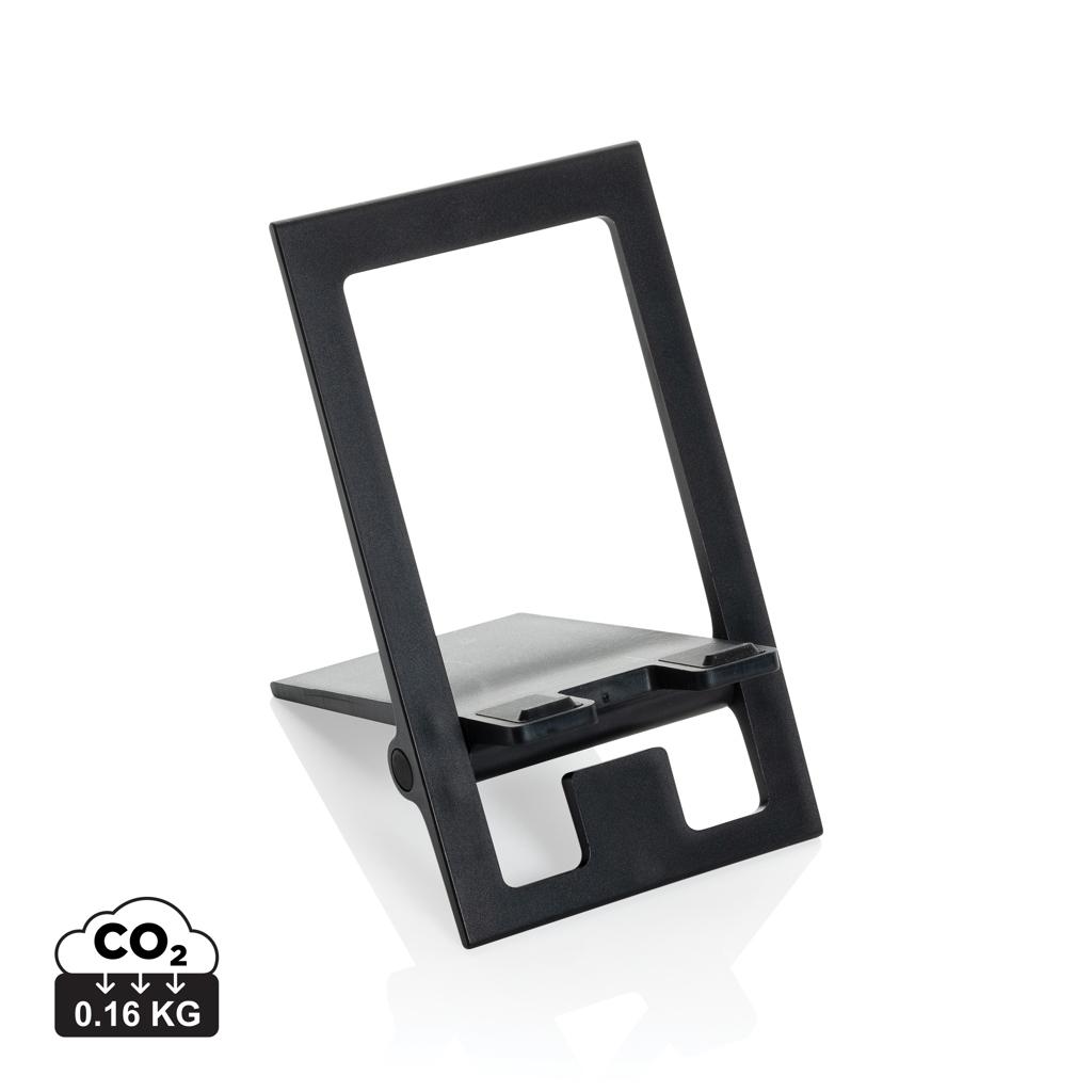 Support téléphone pliable promotionnel recyclé SnapStand Noir