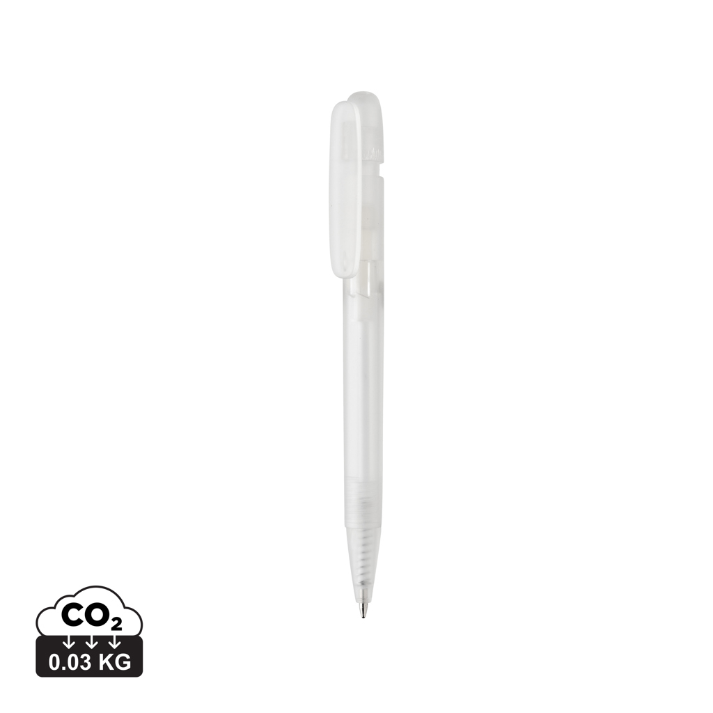 Stylo personnalisable transparent rABS Devin Blanc