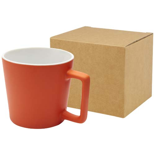 Mug fini mat céramique publicitaire 370 ml CALI Orange