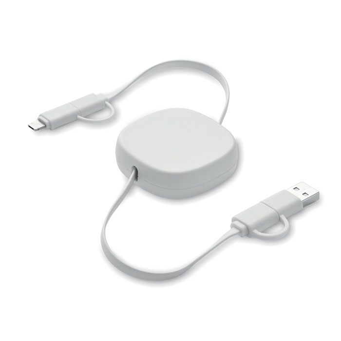 Câble publicitaire de charge rétractable 60W LINEA Blanc