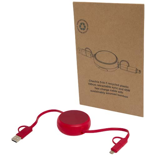 Câble recyclé rétractable promotionnel Alasia Rouge