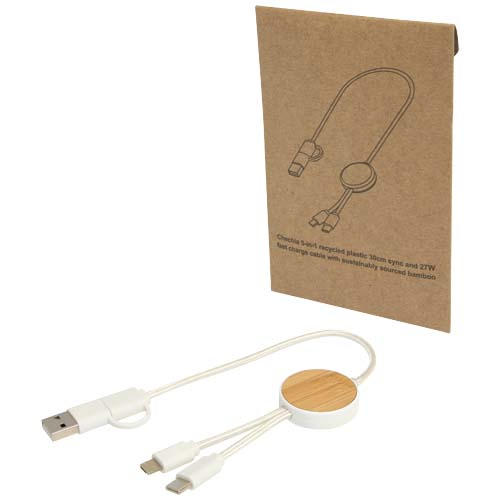 Câble de charge recyclé personnalisable 30cm Chechia Blanc