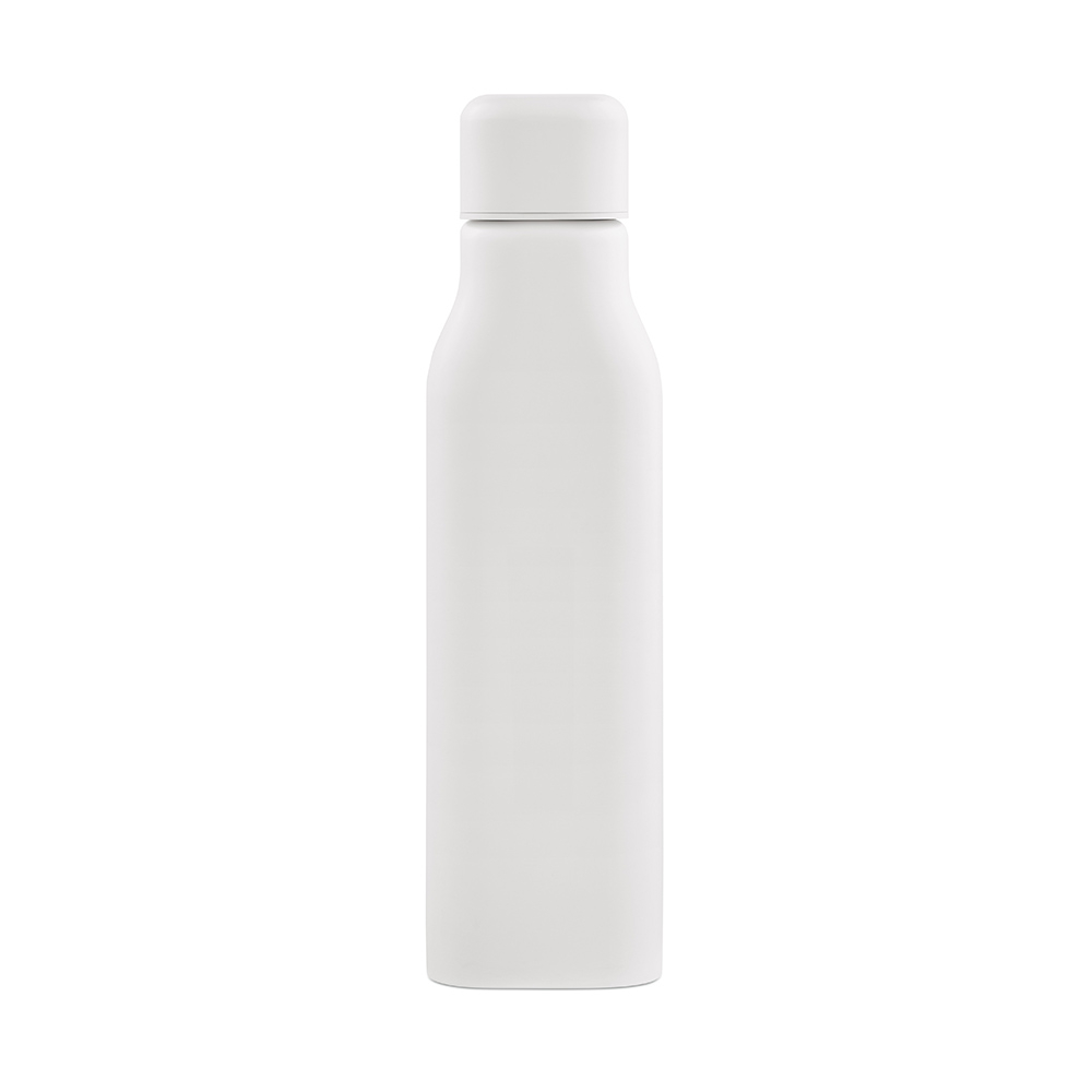 Bouteille carrée publicitaire 1L inox recyclé Virtuos Blanc