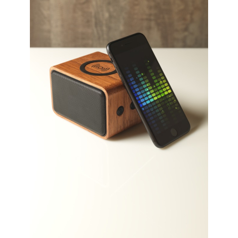 Enceinte promotionnelle en bois avec chargeur à induction Wooden