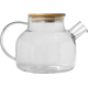 Théière en verre borosilicate personnalisée couvercle bambou naturel Zen