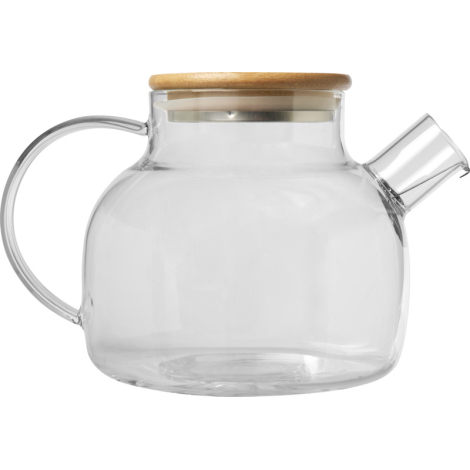 Théière en verre borosilicate personnalisée couvercle bambou naturel Zen