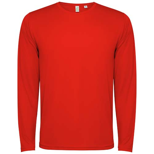 T-shirt personnalisé unisexe manches longues en polyester recyclé Estoril Rouge
