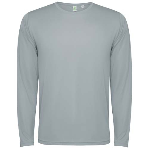 T-shirt personnalisé unisexe manches longues en polyester recyclé Estoril Gris
