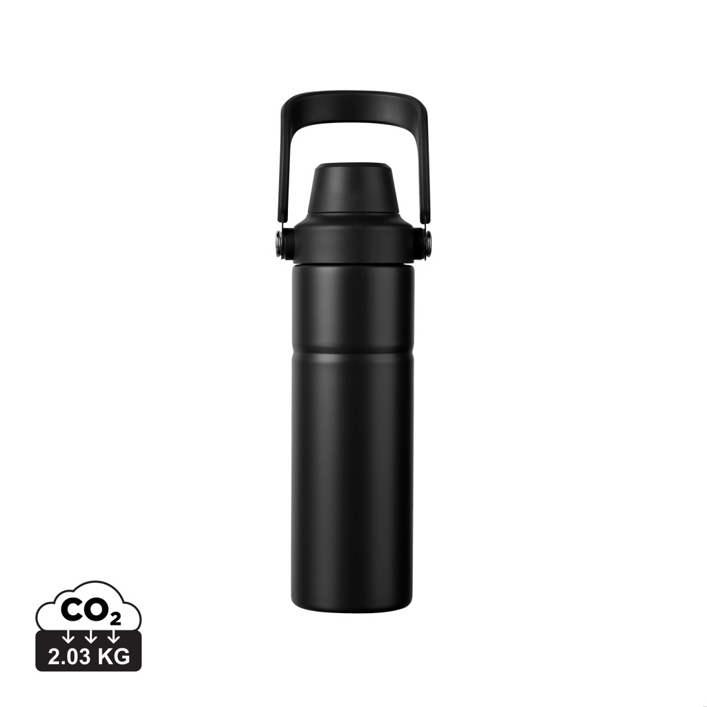 Bouteille personnalisable 600ml en acier recyclé Baltimore Trek VINGA Noir