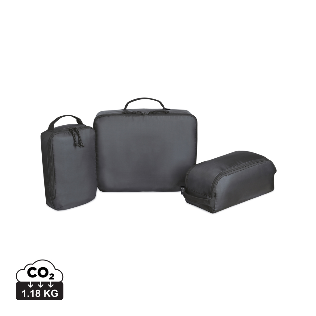 Set personnalisé de 3 cubes de voyage recyclés AWARE™ Noir