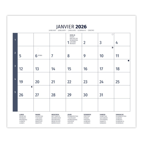 Calendrier promotionnel 2026 plaque 1 vue - Coralie