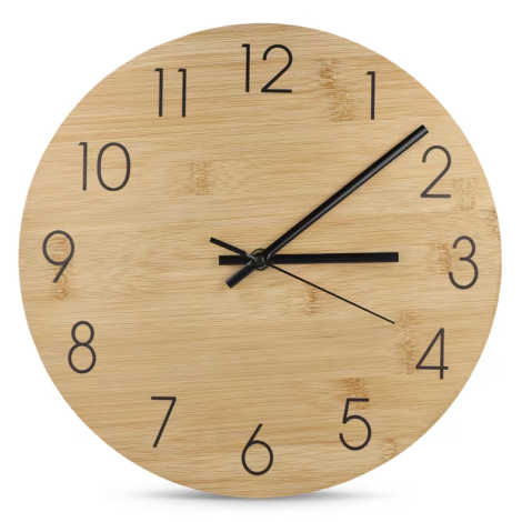 Horloge murale personnalisée en bambou naturel minimaliste