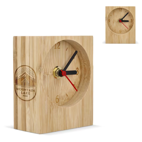 Horloge de bureau promotionnelle bambou naturel design épuré