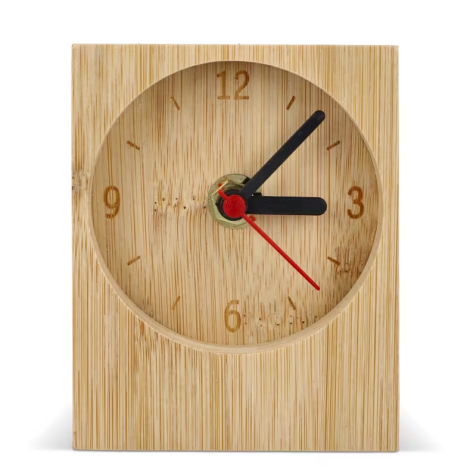 Horloge de bureau promotionnelle bambou naturel design épuré