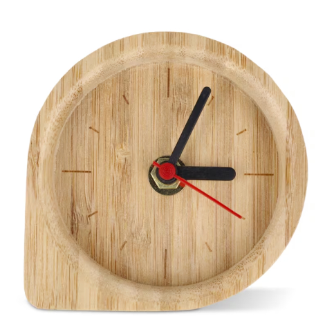 Horloge de bureau personnalisable en bambou forme arrondie Droplet
