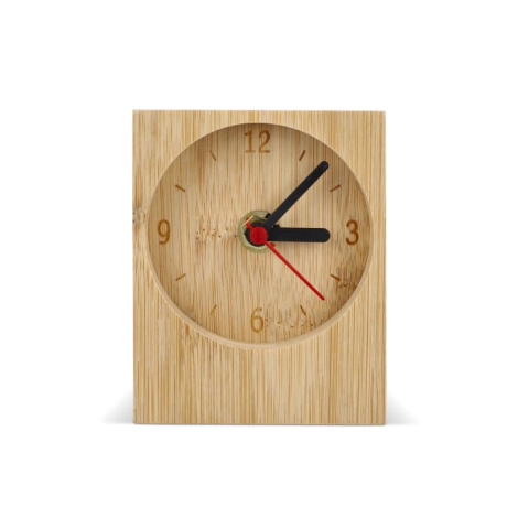 Horloge de bureau promotionnelle bambou naturel design épuré