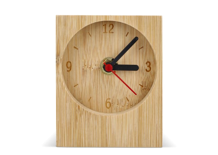 Horloge de bureau promotionnelle bambou naturel design épuré Nature
