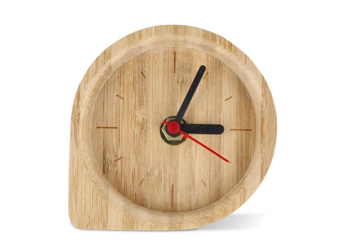 Horloge de bureau personnalisable en bambou forme arrondie Droplet Nature