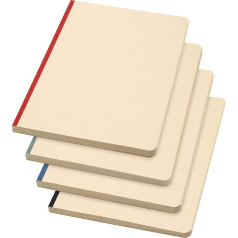 Carnets promotionnels en matériaux recyclés empilés avec reliures de différentes couleurs