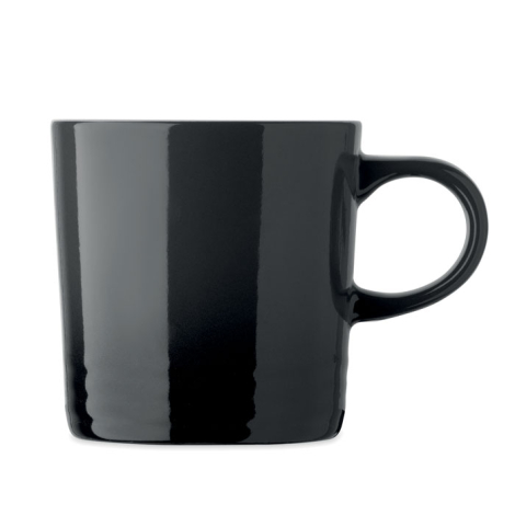 Mug promotionnel noir à effet dégradé, conçu pour un usage durable