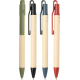 Stylos durables avec corps beige naturel et clips colorés en plastique recyclé