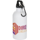 Bouteille en inox recyclé blanche 400 ml avec logo coloré et mousqueton