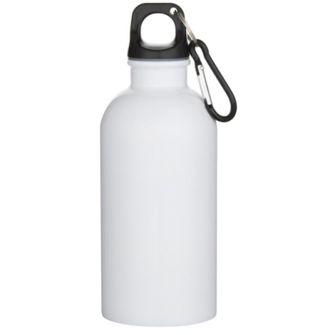 Bouteille personnalisable blanche avec finition mate et attache métallique recyclée